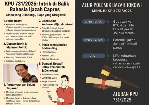 Aturan Gelap KPU 731/2025: Rahasia Ijazah, Intrik Politik, dan Demokrasi yang Dikorbankan