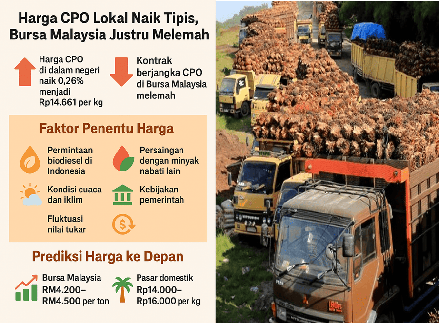 Harga CPO Lokal Naik Tipis, Bursa Malaysia Justru Melemah: Apa Faktor Penentunya?