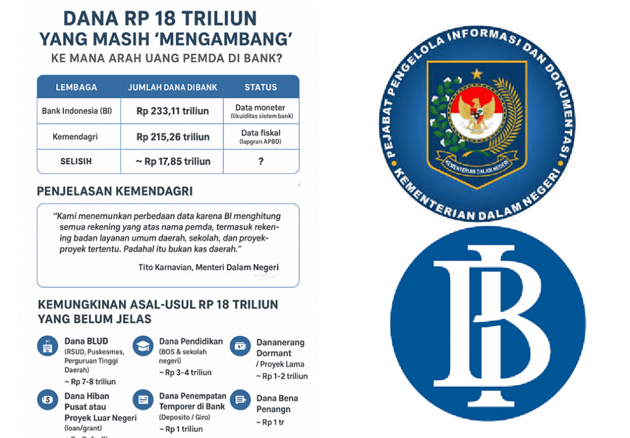 Selisih 18Triliun Dana Pemda: BI Catat Rp 233 Triliun, Mendagri Tegaskan Hanya Rp 215 Triliun
