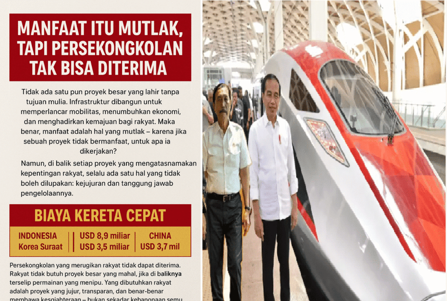 Manfaat Whoosh Itu Mutlak, Tapi Persekongkolan Jahat Merugikan Bangsa Indonesia Tak Bisa Diterima