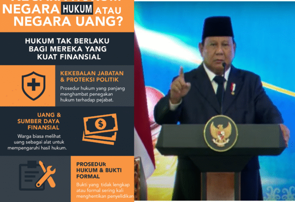 Setahun Prabowo: Hukum Belum Tegak, Tak Berlaku bagi Mereka yang Kuat Politik dan Finansial
