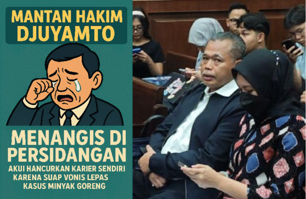 Mantan Hakim Djuyamto Menangis