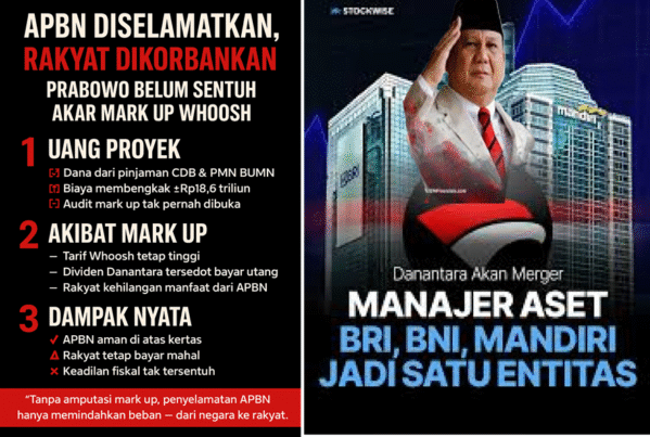 APBN Diselamatkan, Rakyat Dikorbankan: Prabowo Belum Sentuh Akar Mark Up Whoosh