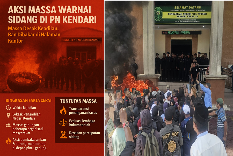 Suasana Memanas di PN Kendari: Api Tuntutan Keadilan Menyala