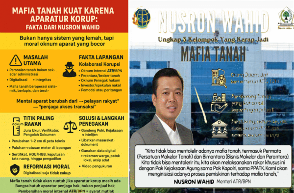 Nusron Wahid Buka Fakta Telak: Mafia Tanah Kuat Karena Maraknya Oknum Mental Korup Aparatur ATR/BPN
