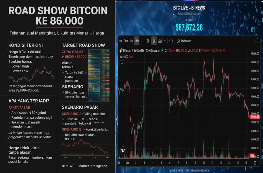 Road Show Bitcoin ke 86.000: Pasar Sedang Membersihkan yang Lemah
