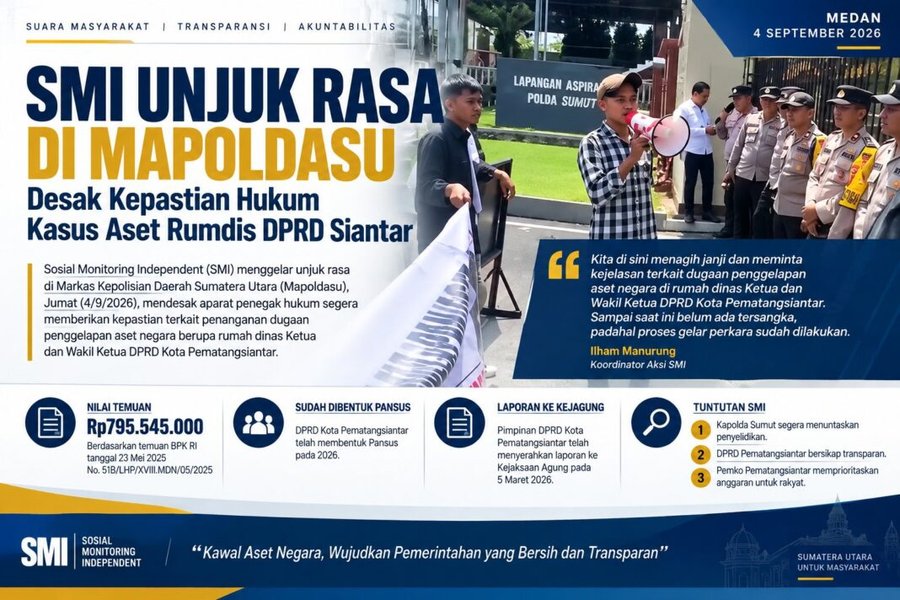 SMI Unjuk Rasa di Mapoldasu, Desak Kepastian Hukum Kasus Aset Rumdis DPRD Siantar